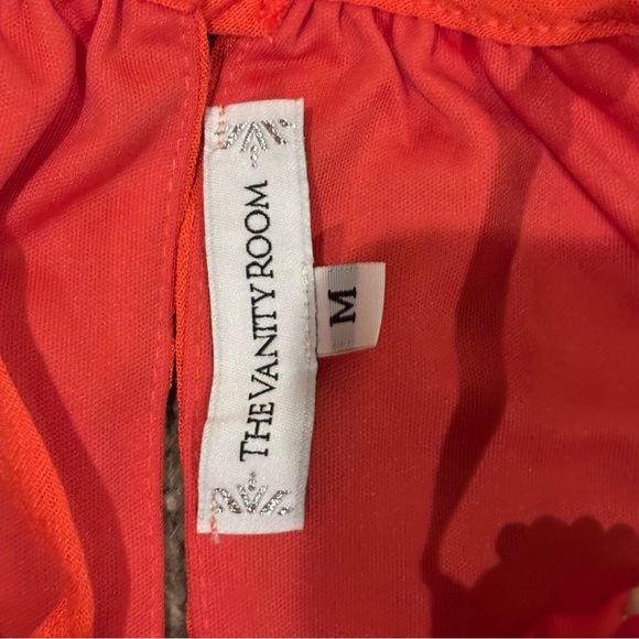 The Vanity Room Beaded & Pompom Trim Sleeveless Red Sz Medium - Picture 2 of 8